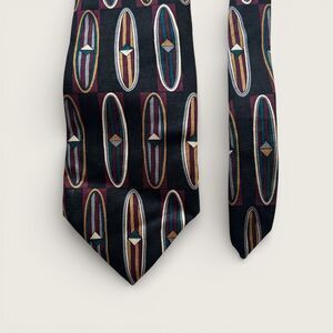 Vintage Valentino Giovanni Pure Silk Tie Geometric Oval Pattern Italy